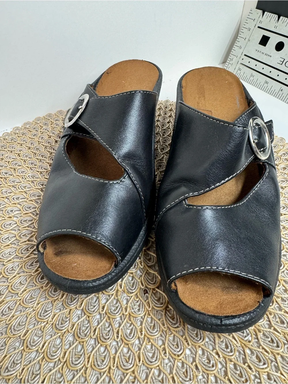 Romika Leather Sandals Wedge Heels Sz 8